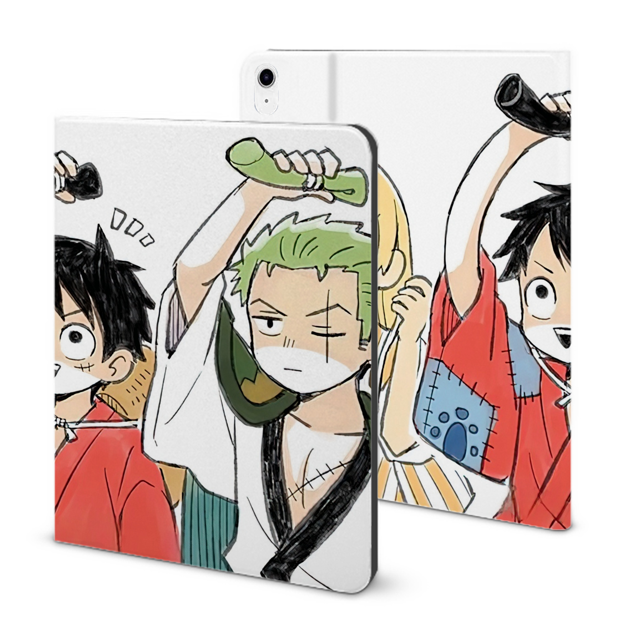 （画像用） ワンピース ONE PIECE IPad ケース ブック型 PUレザー TPU 耐衝撃 軽量 薄型 ペン収納なし 全面保護 IPad 各モデル対応